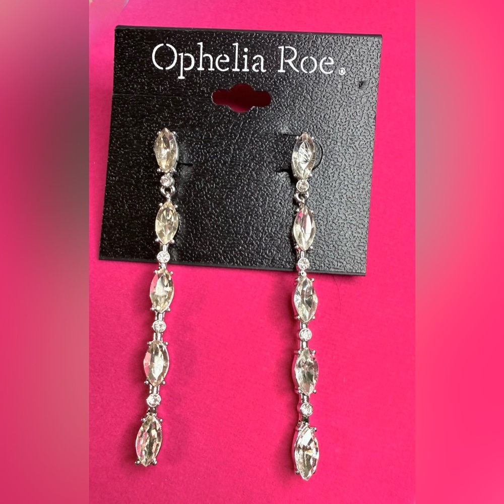 Ophelia Roe Rhinestone and Silver Dangle Earrings